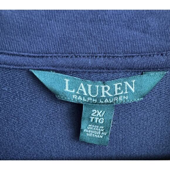 Lauren Ralph Lauren Zip Jacket Pockets Blue/Cream active Athleisure Women’s 2X - Picture 6 of 9